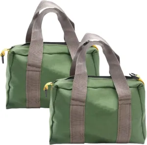 BLIRITEL 2 Pack Small Tool Bags, 14'' Wide Mouth Tool Bag, Canvas Tool Storage Bag with Zipper, Large Capacity Tool Tote Organizer Bag for Mechanic Carpenter