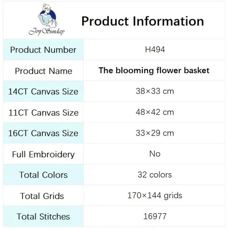 Blooming Flower Basket Floral Patterns Printed Cross Stitch Kits 14CT