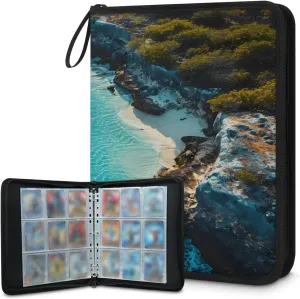 Blue Coast 3 Ring Trading Zipper Binder Strap, Trading Card Binder 4 Pocket, 400 Pockets Card Holder with 50 Removable Sleeves for Game Cards