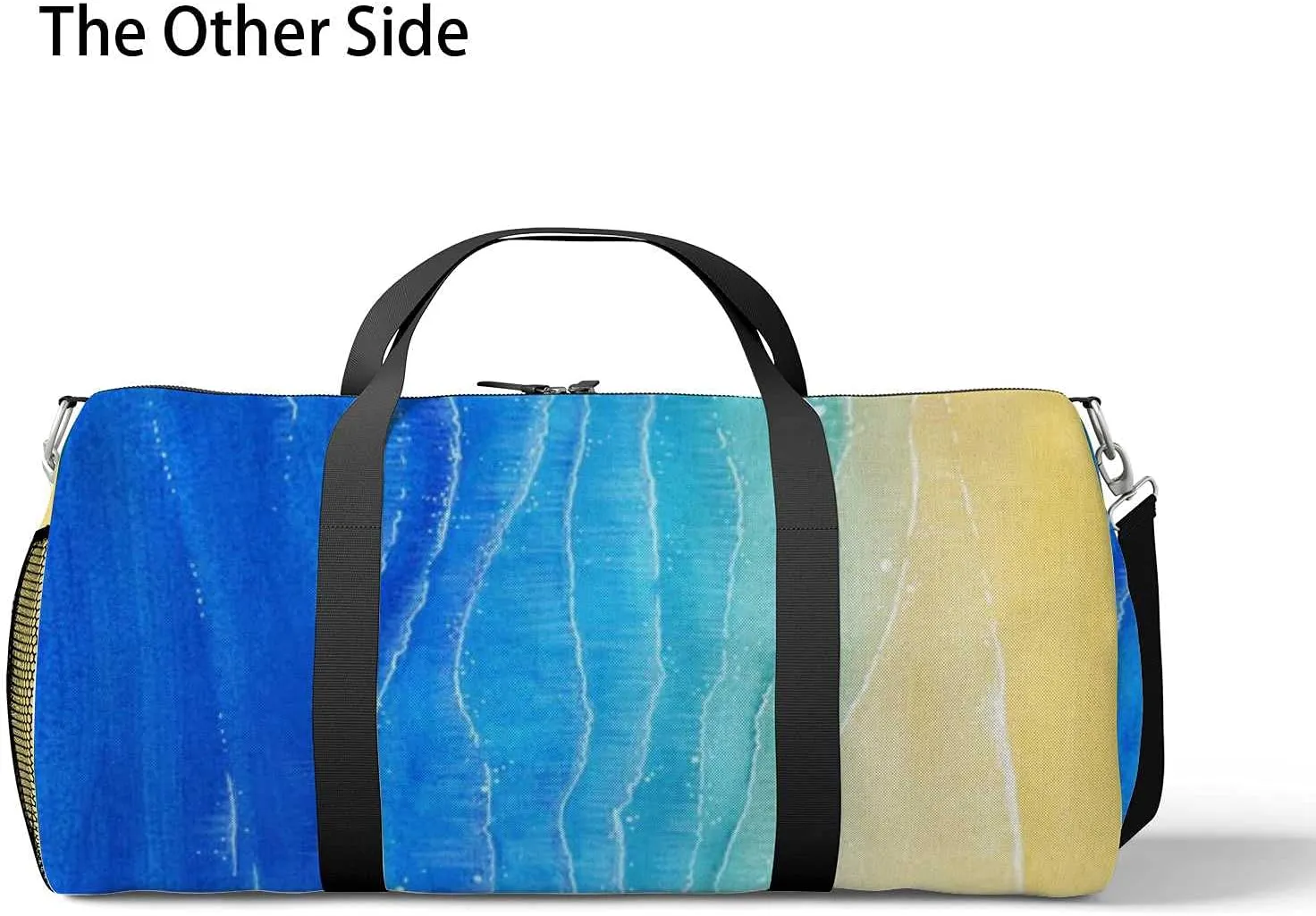 Blue Sea Sand Beach Sports Duffel Bag Travel Gym Tote Bags Lightweight Durable Shoulder Strap Waterproof Polyester Outside Mesh Pocket Overnight Trip Duffel Bag for Women Men