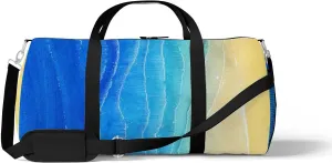 Blue Sea Sand Beach Sports Duffel Bag Travel Gym Tote Bags Lightweight Durable Shoulder Strap Waterproof Polyester Outside Mesh Pocket Overnight Trip Duffel Bag for Women Men