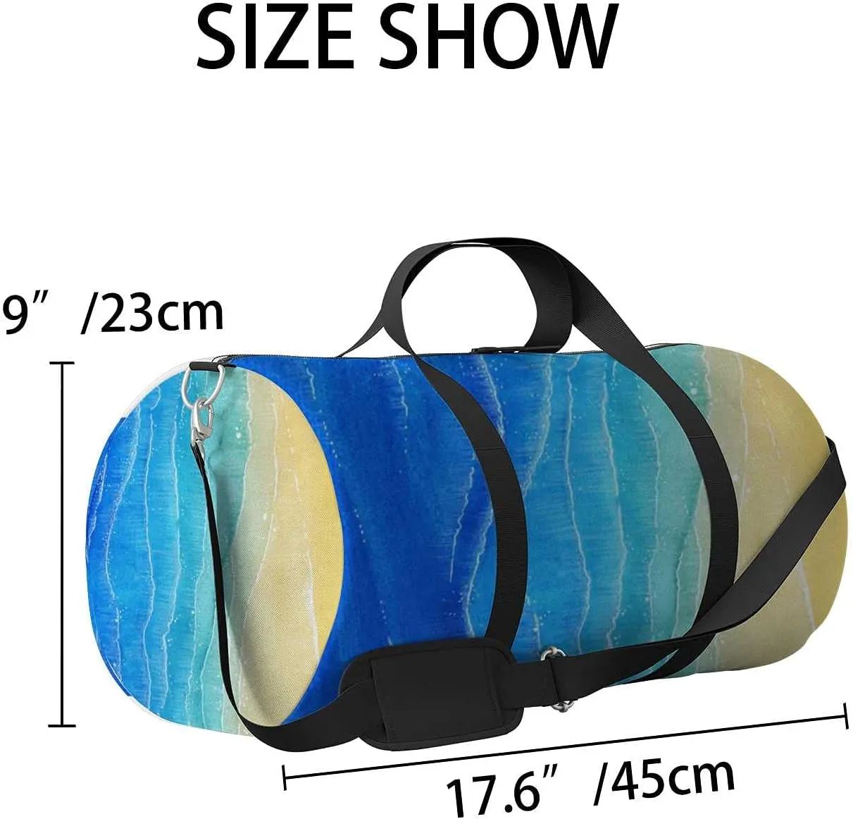 Blue Sea Sand Beach Sports Duffel Bag Travel Gym Tote Bags Lightweight Durable Shoulder Strap Waterproof Polyester Outside Mesh Pocket Overnight Trip Duffel Bag for Women Men
