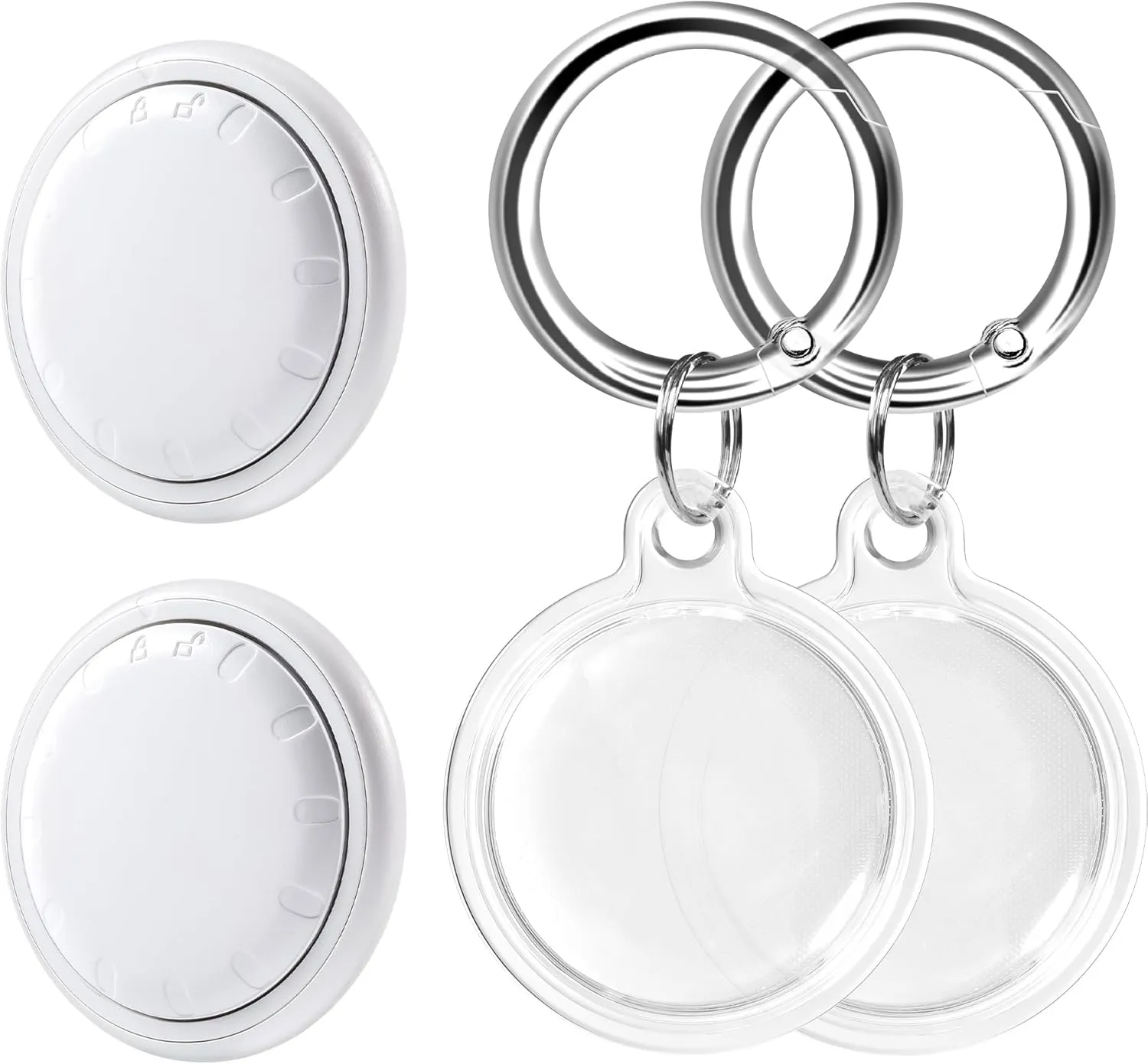 Bluetooth Tracker 4 Pack, Air Tag Alternatives Works with Apple Find My (iOS Only) Come with 4 PCS Waterproof Holders, Item Finders for Key, Handbag, Luggage, Over 1 Year Battery Life