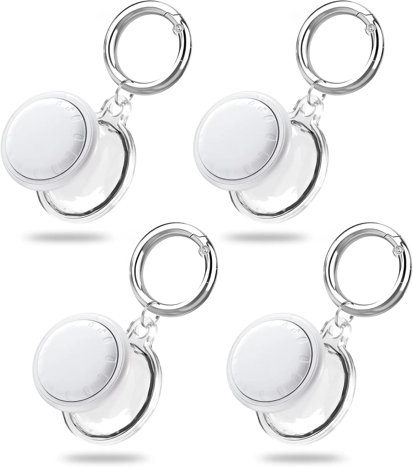 Bluetooth Tracker 4 Pack, Air Tag Alternatives Works with Apple Find My (iOS Only) Come with 4 PCS Waterproof Holders, Item Finders for Key, Handbag, Luggage, Over 1 Year Battery Life