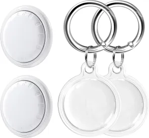 Bluetooth Tracker 4 Pack, Air Tag Alternatives Works with Apple Find My (iOS Only) Come with 4 PCS Waterproof Holders, Item Finders for Key, Handbag, Luggage, Over 1 Year Battery Life