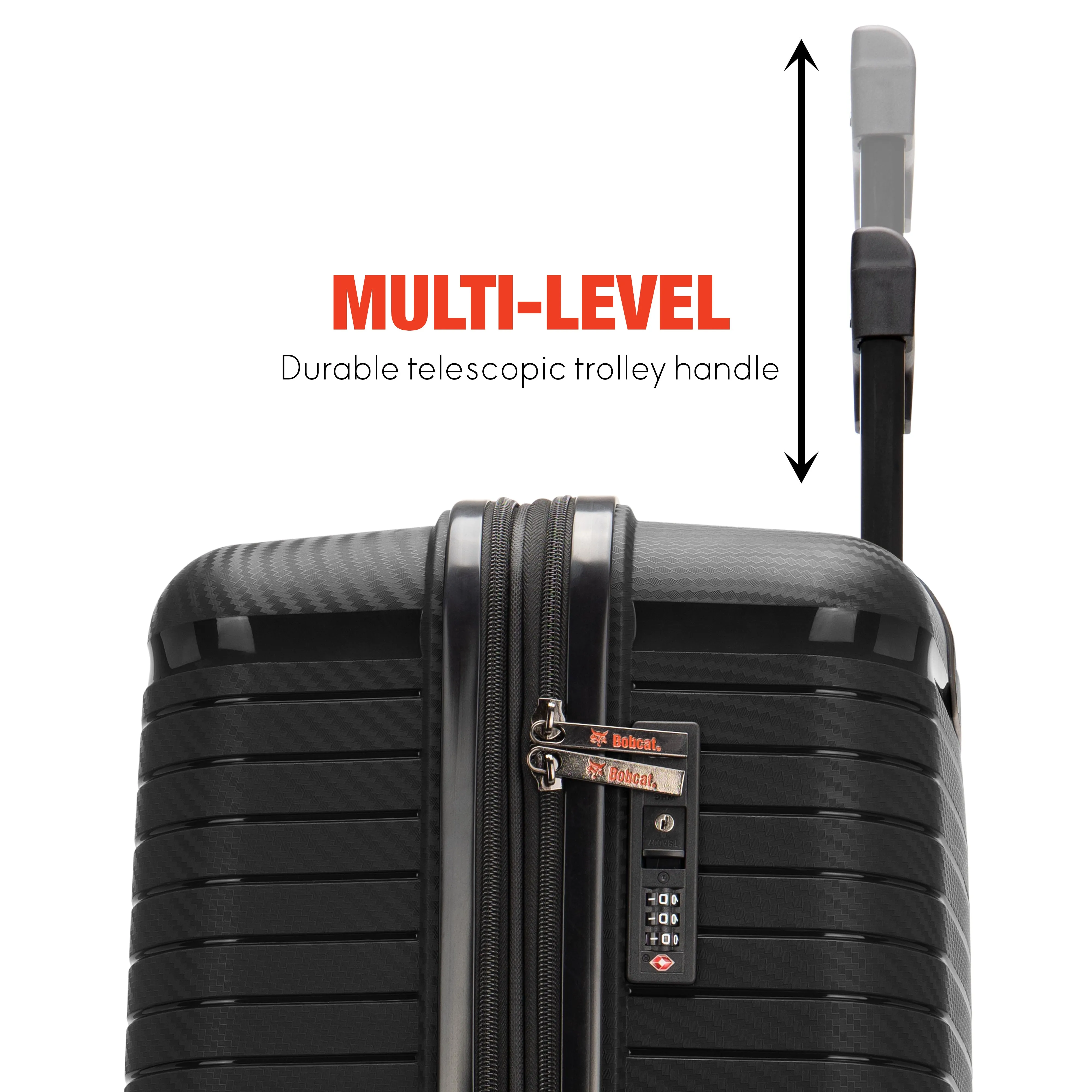 Bobcat Trencher 3-Piece Expandable Hardside Spinner Luggage Set with TSA Lock | Black