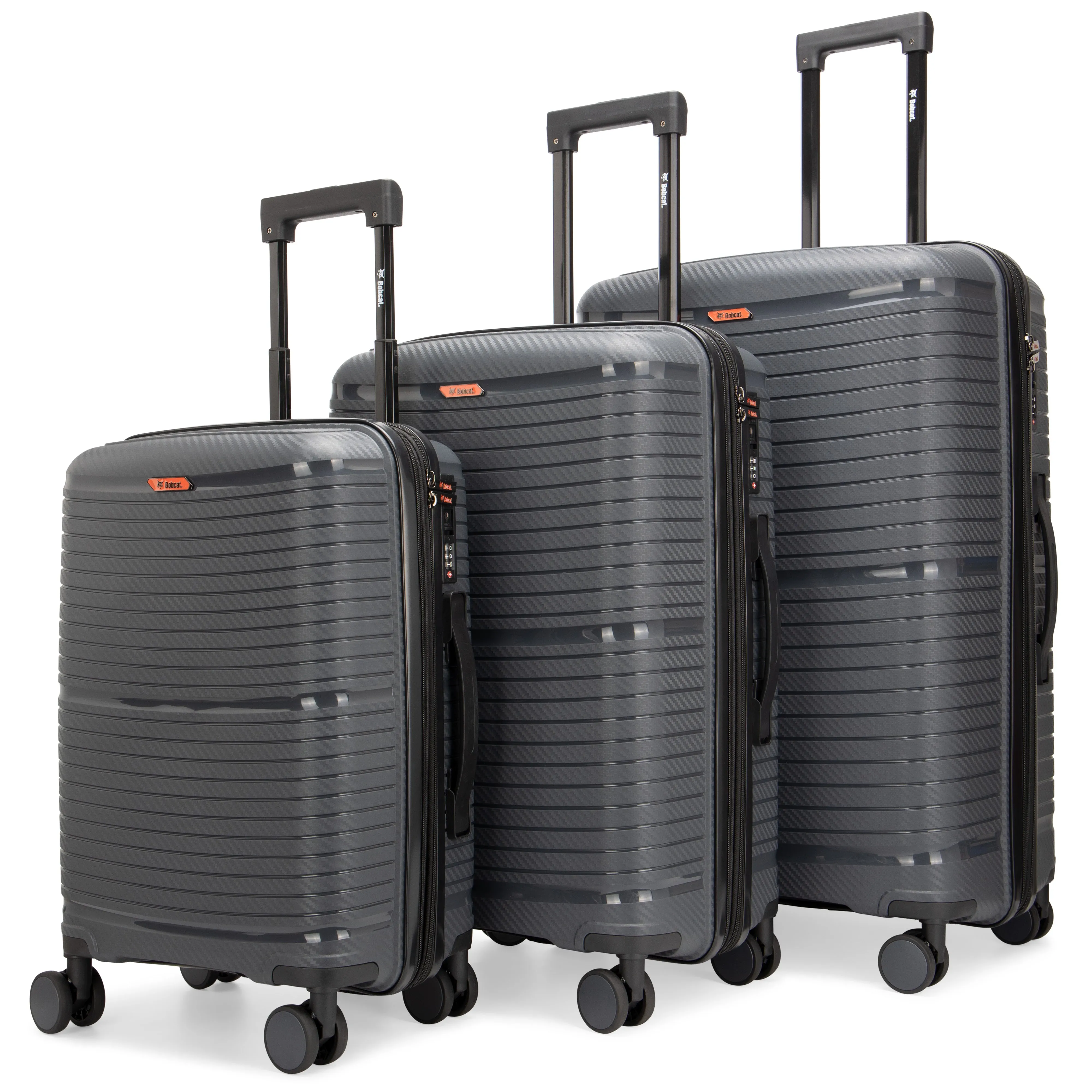 Bobcat Trencher 3-Piece Expandable Hardside Spinner Luggage Set with TSA Lock | Black