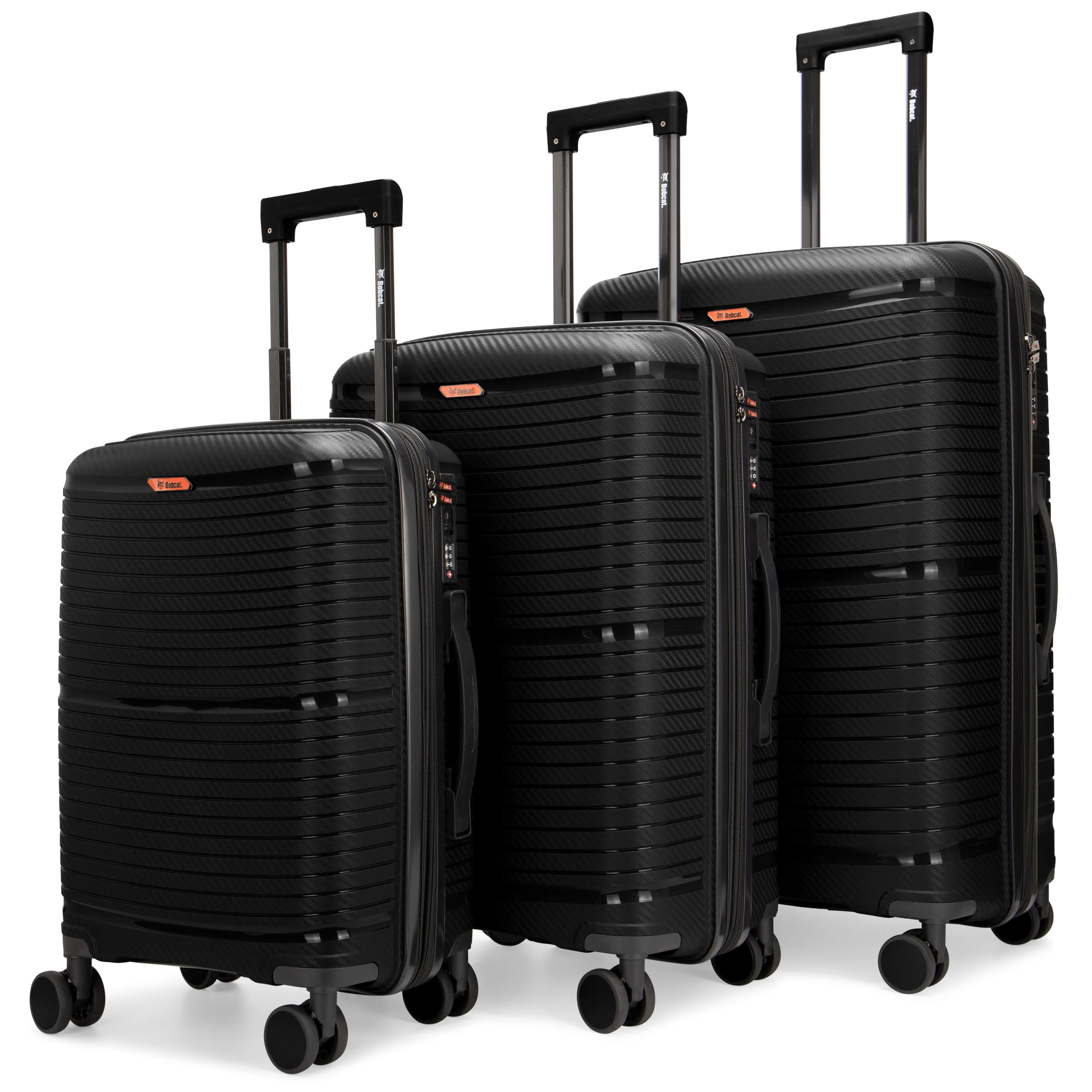 Bobcat Trencher 3-Piece Expandable Hardside Spinner Luggage Set with TSA Lock | Black