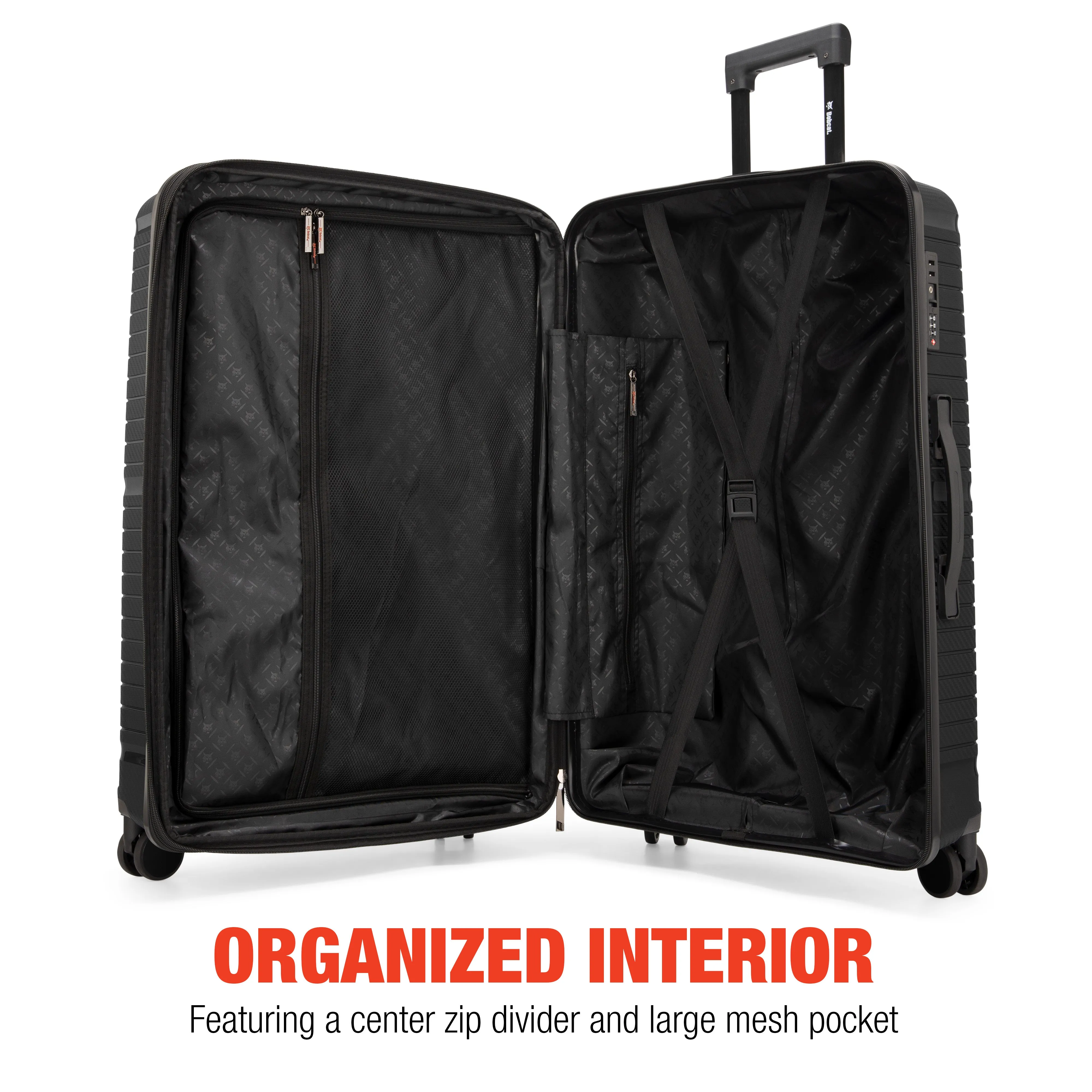 Bobcat Trencher 3-Piece Expandable Hardside Spinner Luggage Set with TSA Lock | Black