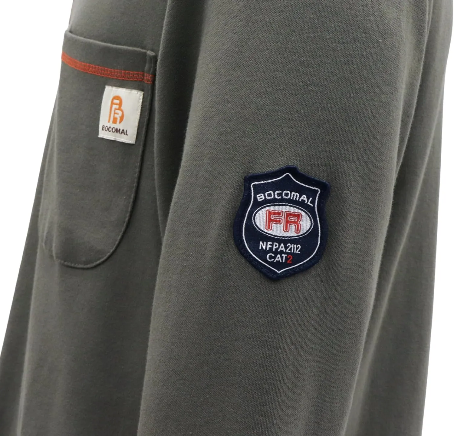 BOCOMAL FR Shirts Flame Resistant Henley Shirt NFPA2112/CAT2 7oz Men's Long Sleeve Fire Retardant Clothing