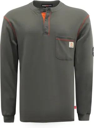BOCOMAL FR Shirts Flame Resistant Henley Shirt NFPA2112/CAT2 7oz Men's Long Sleeve Fire Retardant Clothing