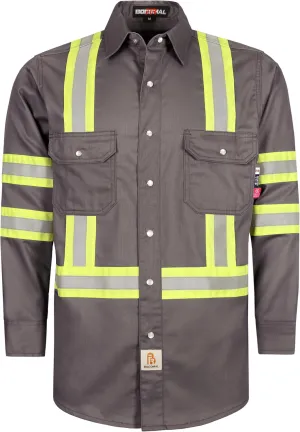 BOCOMAL FR Shirts for Men Hi Vis High Visibility 6.5oz Lightweight Type O Flame Resistant Refective Safety Shirt