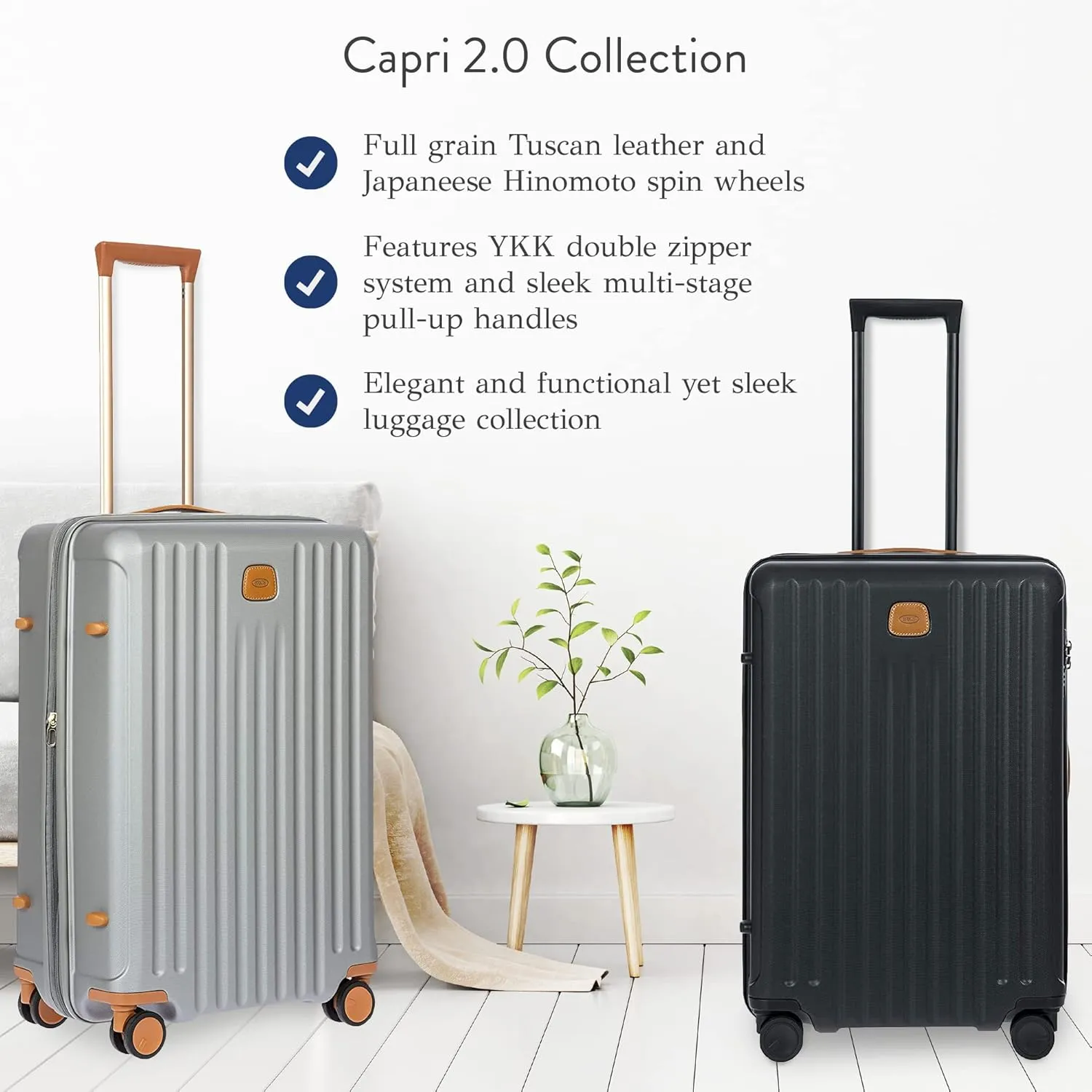 Bric's Capri 2.0 27"-Inch Spinner - Expandable Luxury Carry On Luggage With Spinner Wheels - Lightweight Carry On Suitcases with Wheels Made From Durable Polycarbonate - Matte Black