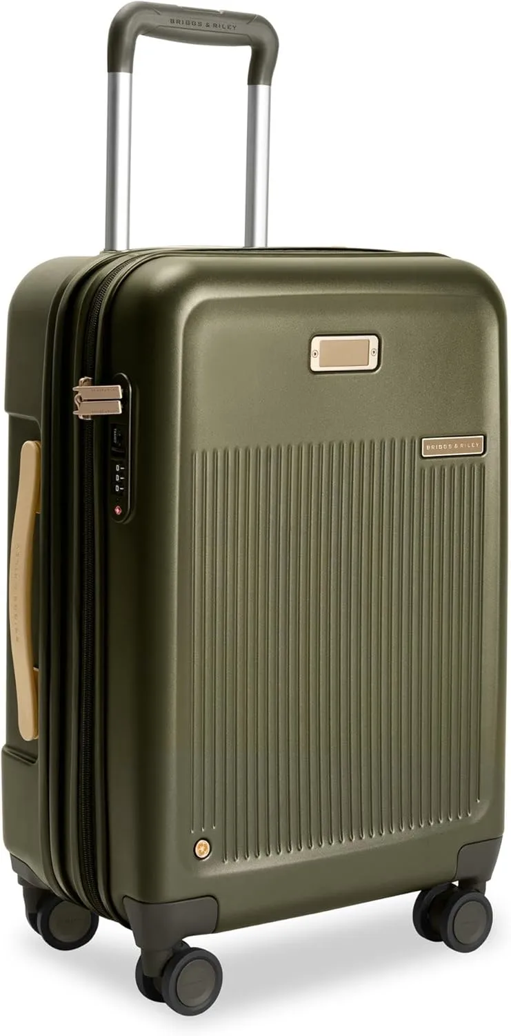 Briggs & Riley Essential 22" Carry On Expandable Spinner - Luggage for Travel, Suitcases with Wheels, Hardside Rolling Bag for Men & Women, Self-Repairing Zipper - Sympatico Collection, Olive