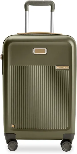 Briggs & Riley Essential 22" Carry On Expandable Spinner - Luggage for Travel, Suitcases with Wheels, Hardside Rolling Bag for Men & Women, Self-Repairing Zipper - Sympatico Collection, Olive