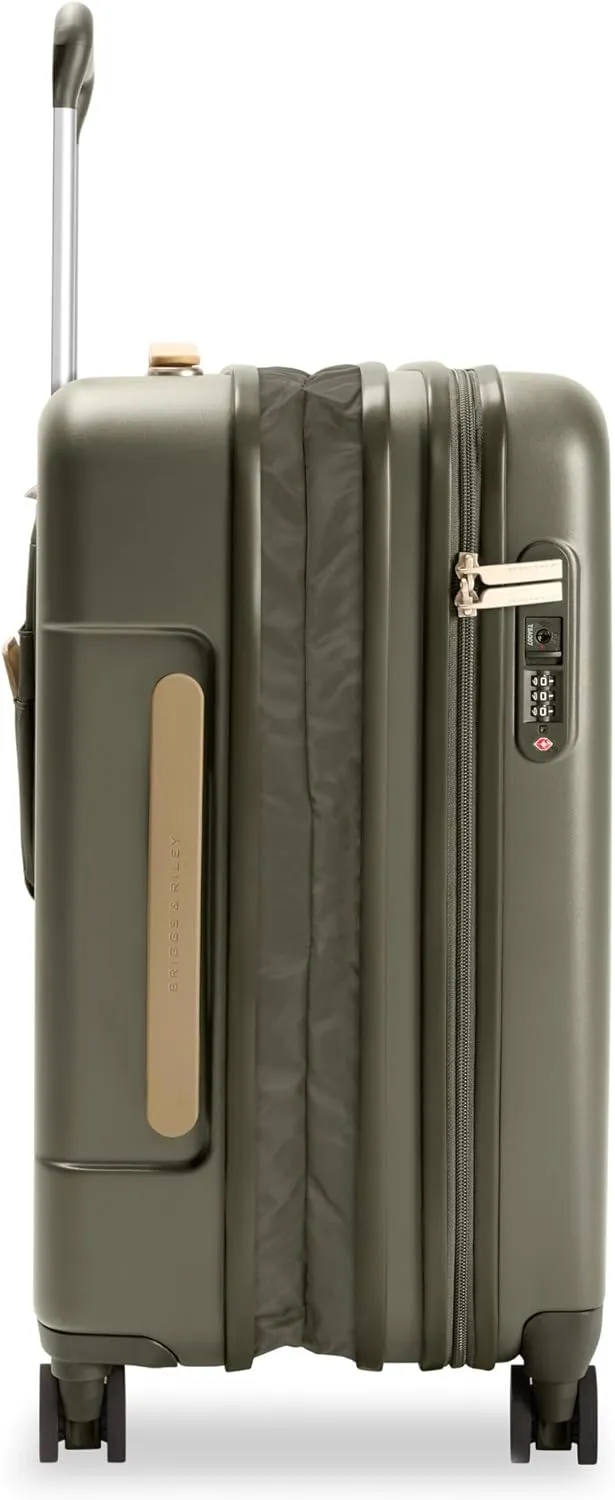 Briggs & Riley Essential 22" Carry On Expandable Spinner - Luggage for Travel, Suitcases with Wheels, Hardside Rolling Bag for Men & Women, Self-Repairing Zipper - Sympatico Collection, Olive