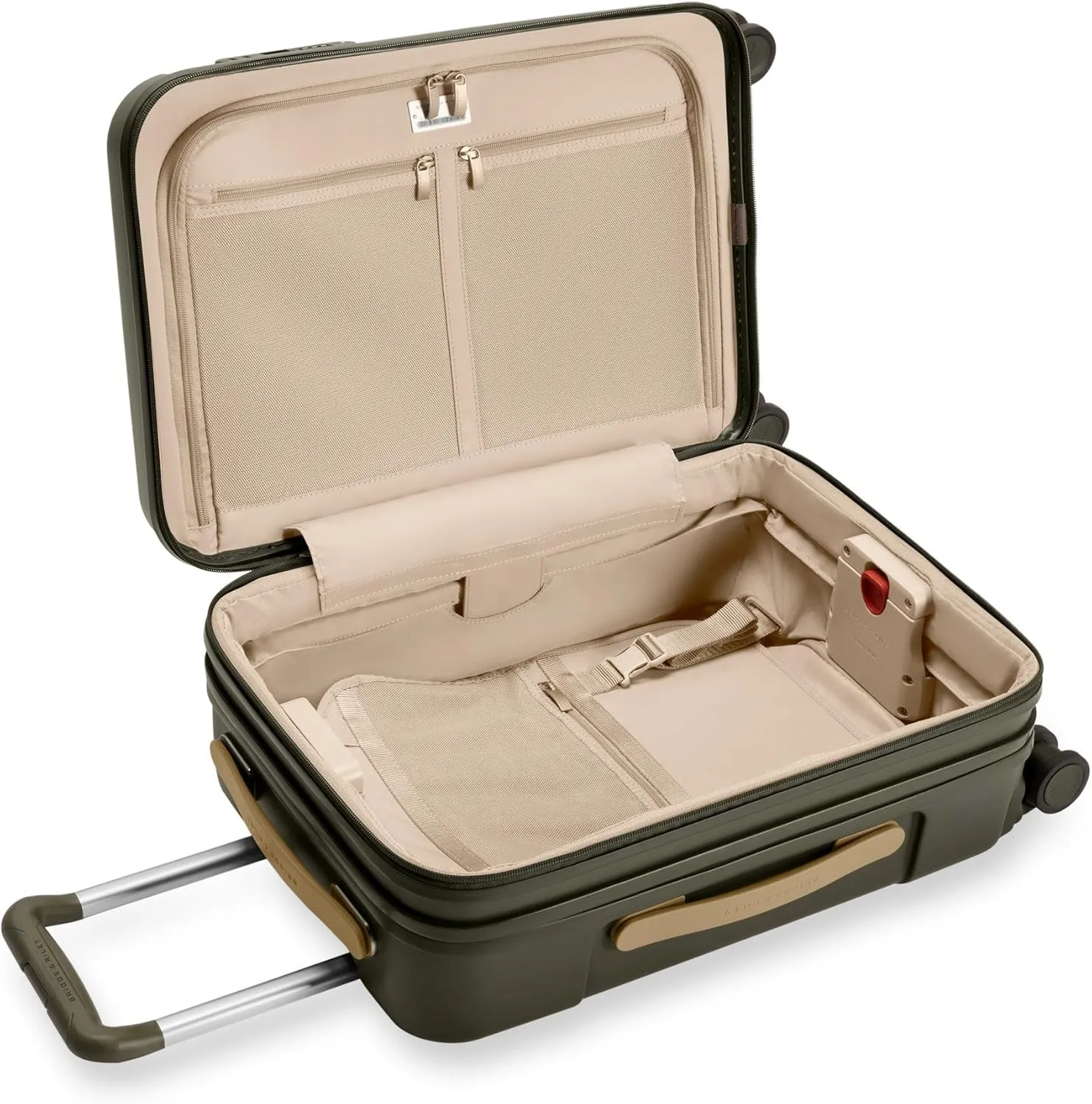 Briggs & Riley Essential 22" Carry On Expandable Spinner - Luggage for Travel, Suitcases with Wheels, Hardside Rolling Bag for Men & Women, Self-Repairing Zipper - Sympatico Collection, Olive