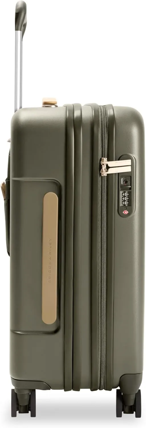 Briggs & Riley Essential 22" Carry On Expandable Spinner - Luggage for Travel, Suitcases with Wheels, Hardside Rolling Bag for Men & Women, Self-Repairing Zipper - Sympatico Collection, Olive