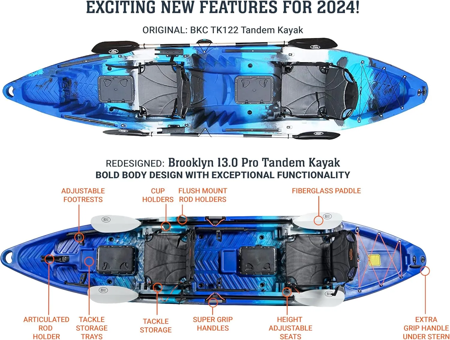 Brooklyn 13.0 Pro Tandem Kayak 12-Foot, 8 inch 2 or 3 Person Sit On Top Fishing Kayak