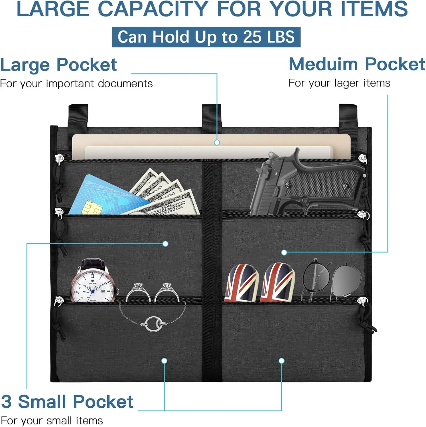 Bukere Hanger Diversion Safe for Money Cash, Safe Pocket for Home, Travel, College Dorm, Large Zipper Pouch, Great for Storing Money, Jewelry, Passport, Document
