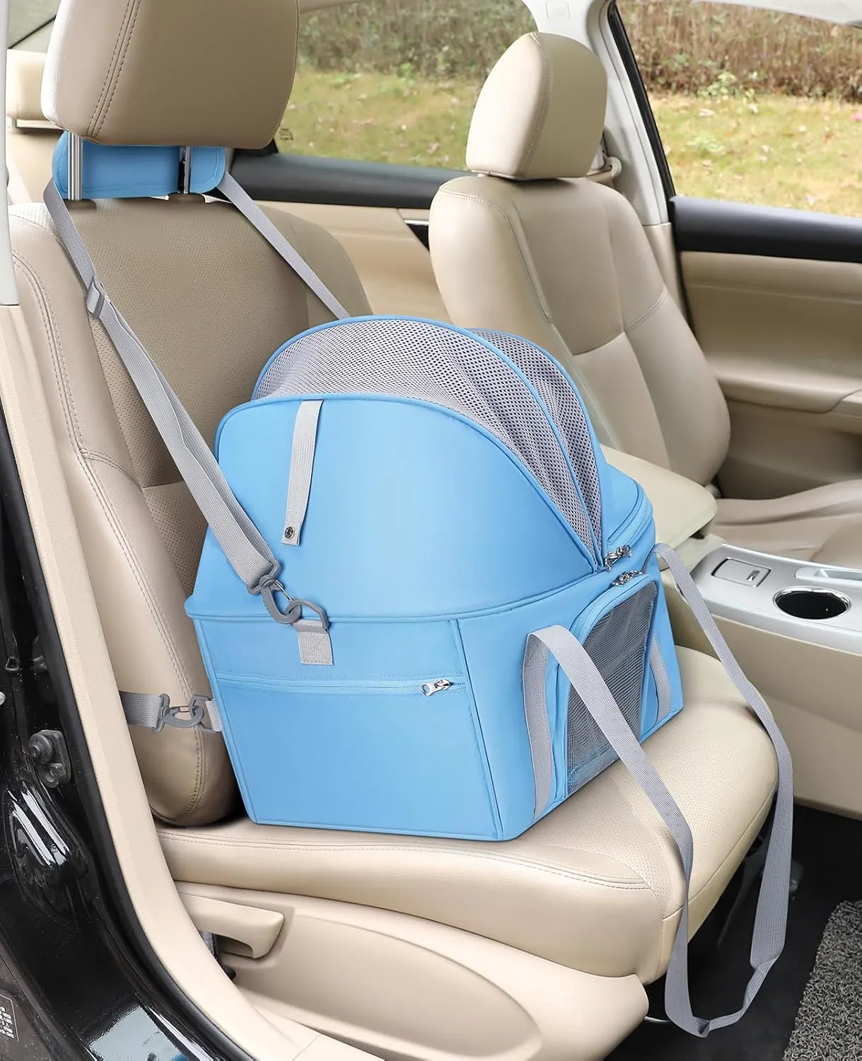 BurgeonNest Top-Expandable Large Cat Carrier, Soft Sided Cat Bag Carrier for Medium Large Pet 15 lbs, Upgrade Small Dog Car Seat, Collapsible Puppy Travel Bag with Semi-Open Mode Canopy