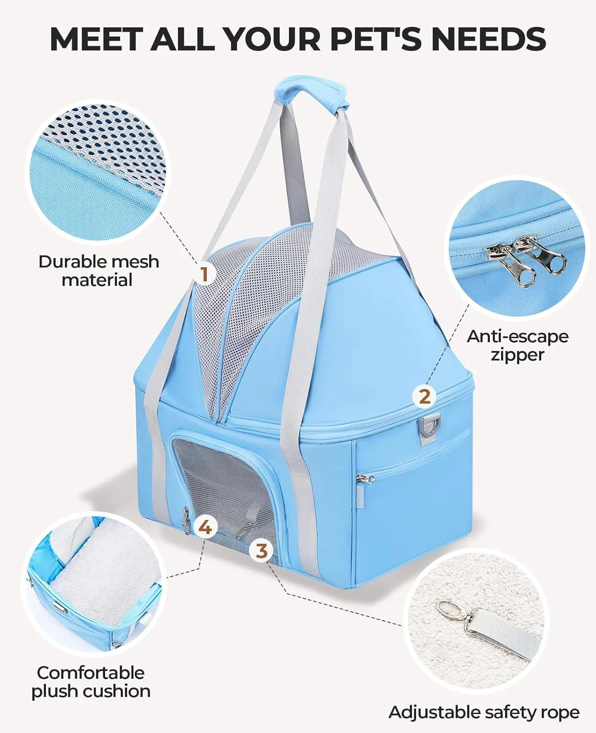 BurgeonNest Top-Expandable Large Cat Carrier, Soft Sided Cat Bag Carrier for Medium Large Pet 15 lbs, Upgrade Small Dog Car Seat, Collapsible Puppy Travel Bag with Semi-Open Mode Canopy