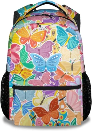 Butterfly Backpack for Girls Boys, 16 Inch Colorful Backpacks for School, Cute Lightweight Durable Bookbags for Kids