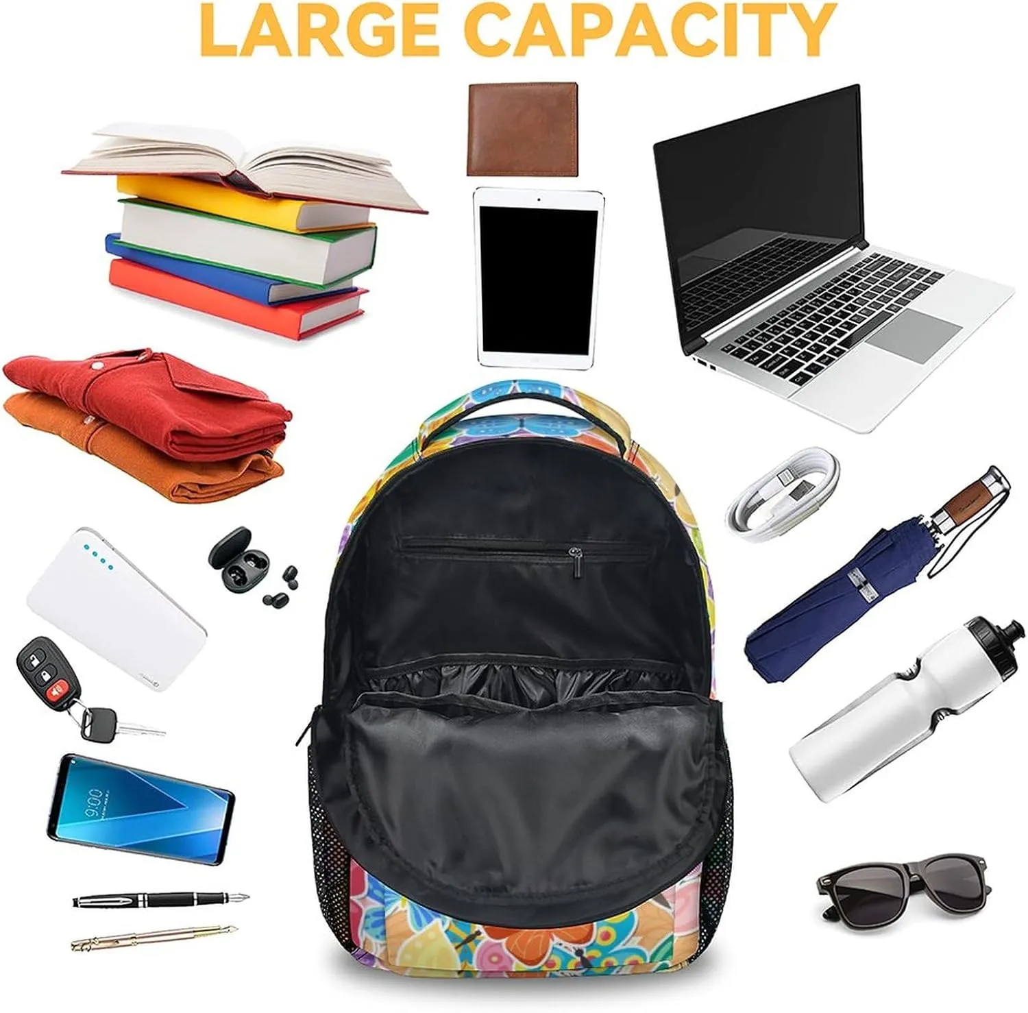 Butterfly Backpack for Girls Boys, 16 Inch Colorful Backpacks for School, Cute Lightweight Durable Bookbags for Kids