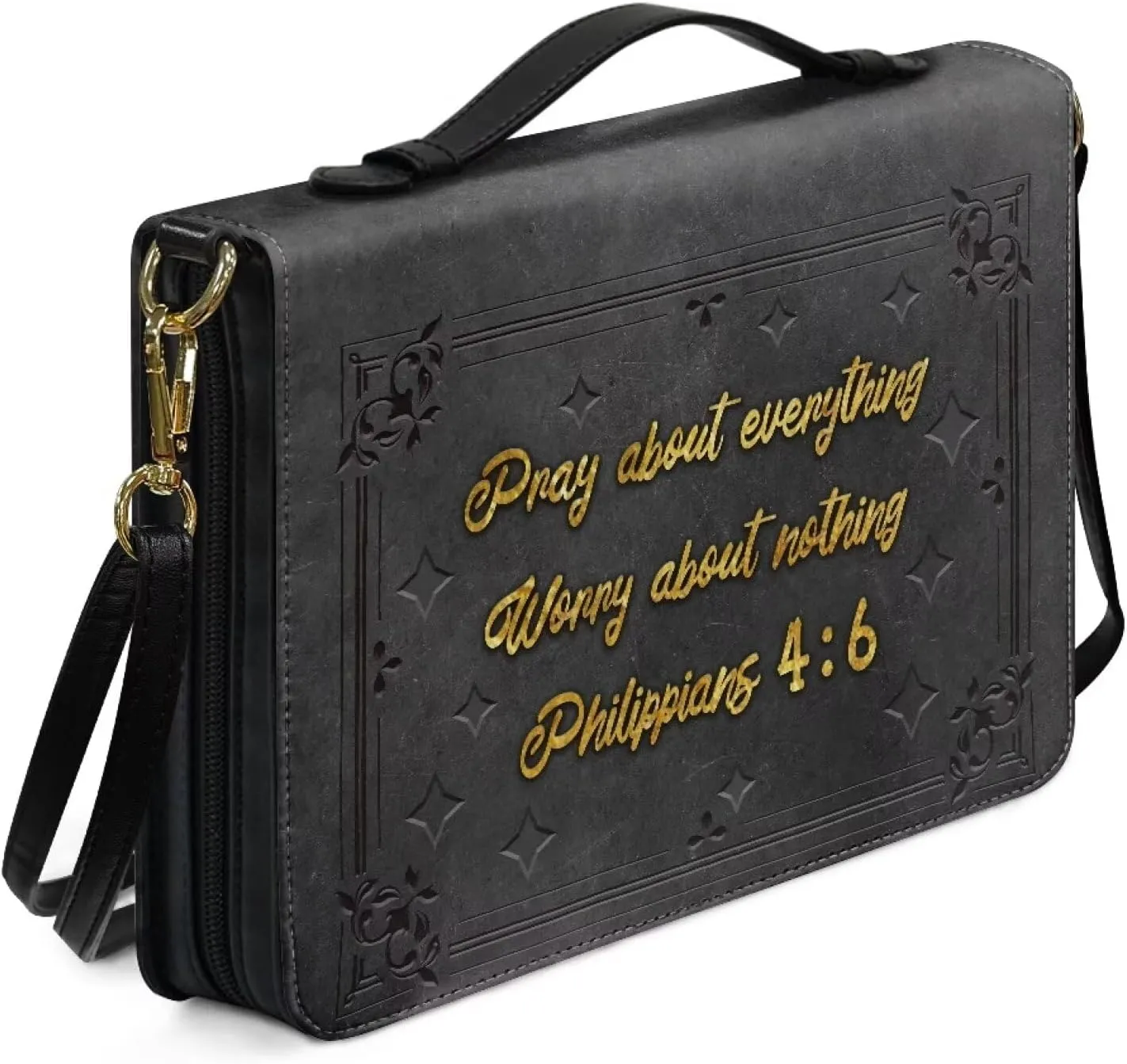 Butterfly Print Bible Cover Pray About Everthing Bible Holder Case Handbag with Adjustable Shoulder Strap Large Capacity Tote Bag Study Bible Carrying Cases Christian Gifts, L