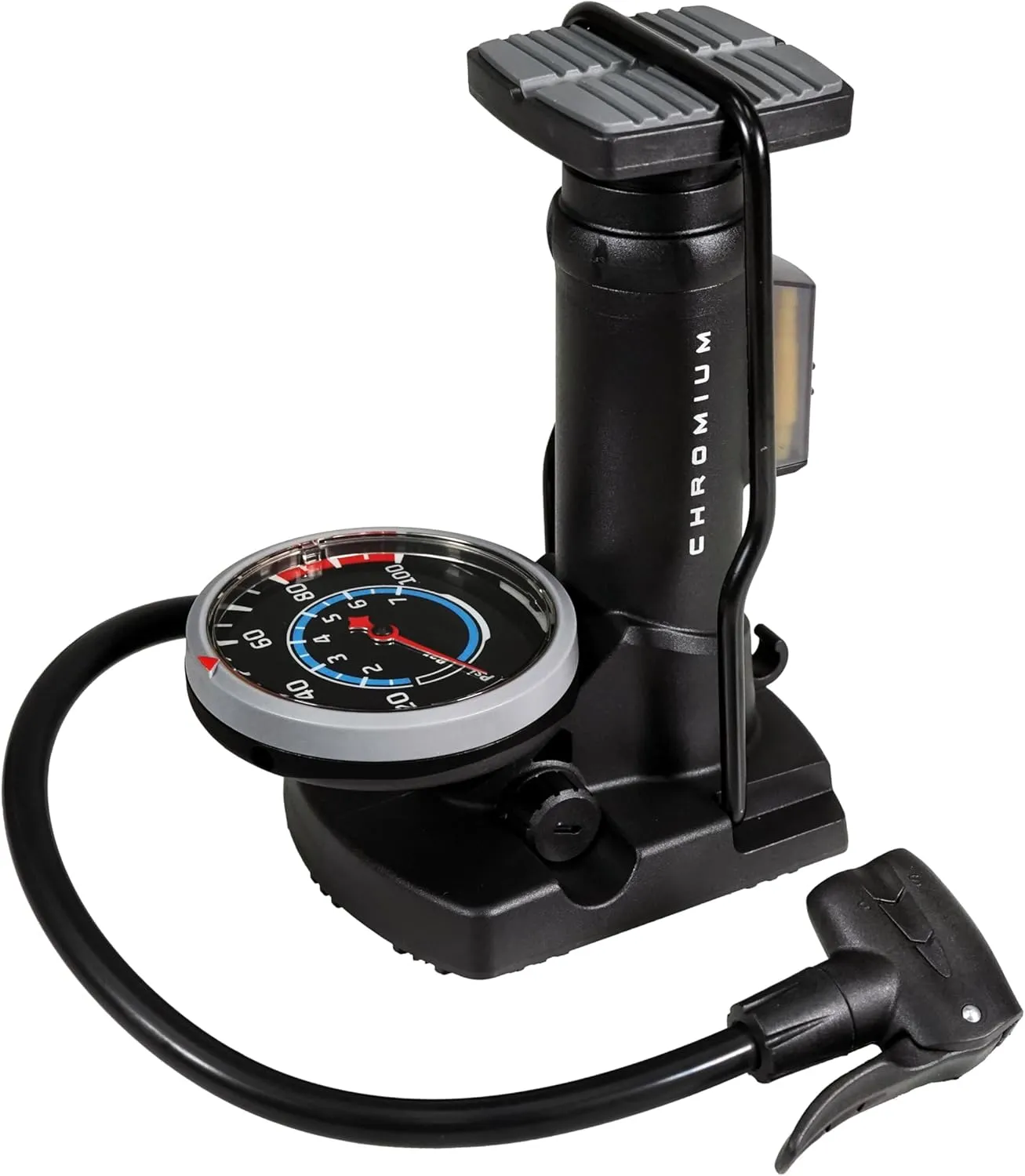 BV Portable Composite Foot Bike Pump with Gauge and 100 PSI Pressure | Schrader and Presta Compatible Bicycle Pump with Ergonomic Pedal for Easy Use - Ideal as Bike Tire Pump and for Other Inflatables