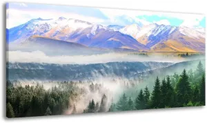 BYXART Canvas Wall Art for Bedroom Misty Forest Foggy Mountain Landscape Artwork Nature Picture Bathroom Decor Smoky Scenery Painting For Living Room Home Office Decorations 40L x 20W