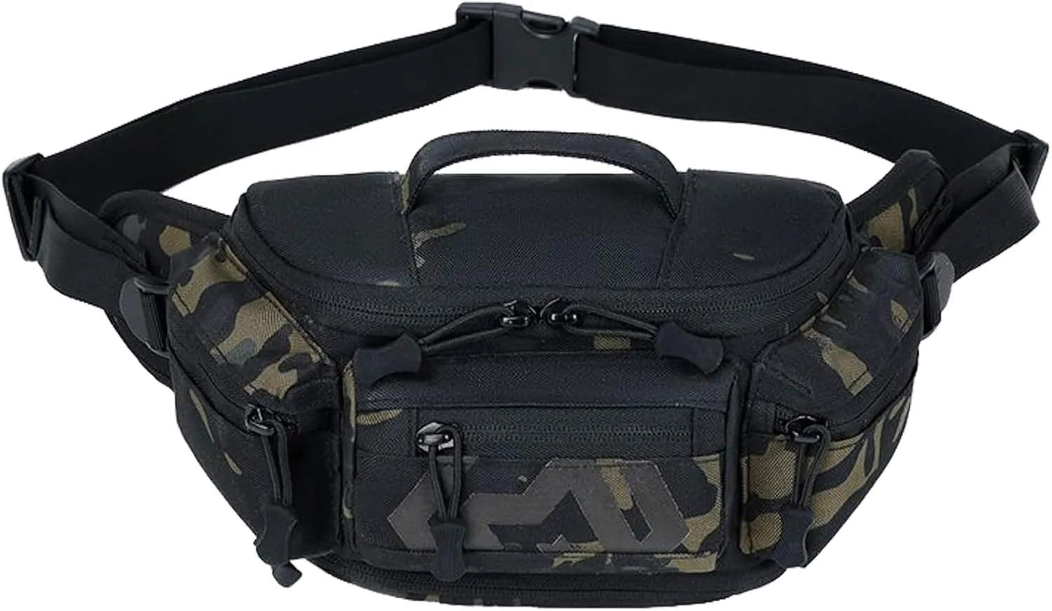 CamGo Tactical Fanny Pack for Men Women Expandable Military Waist Bag Hip Belt Bumbag Utility Bags for Hiking Climbing Fishing (#01-CP Black)