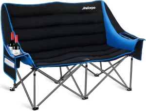Camping Chairs Oversized Camping Chair Portable Double Camping Chair for Adults Heavy Duty Folding Chair Support 700LBS with Cup Holders & Large Side Organizer Pockets for Camping/Car Trunk/Campfires