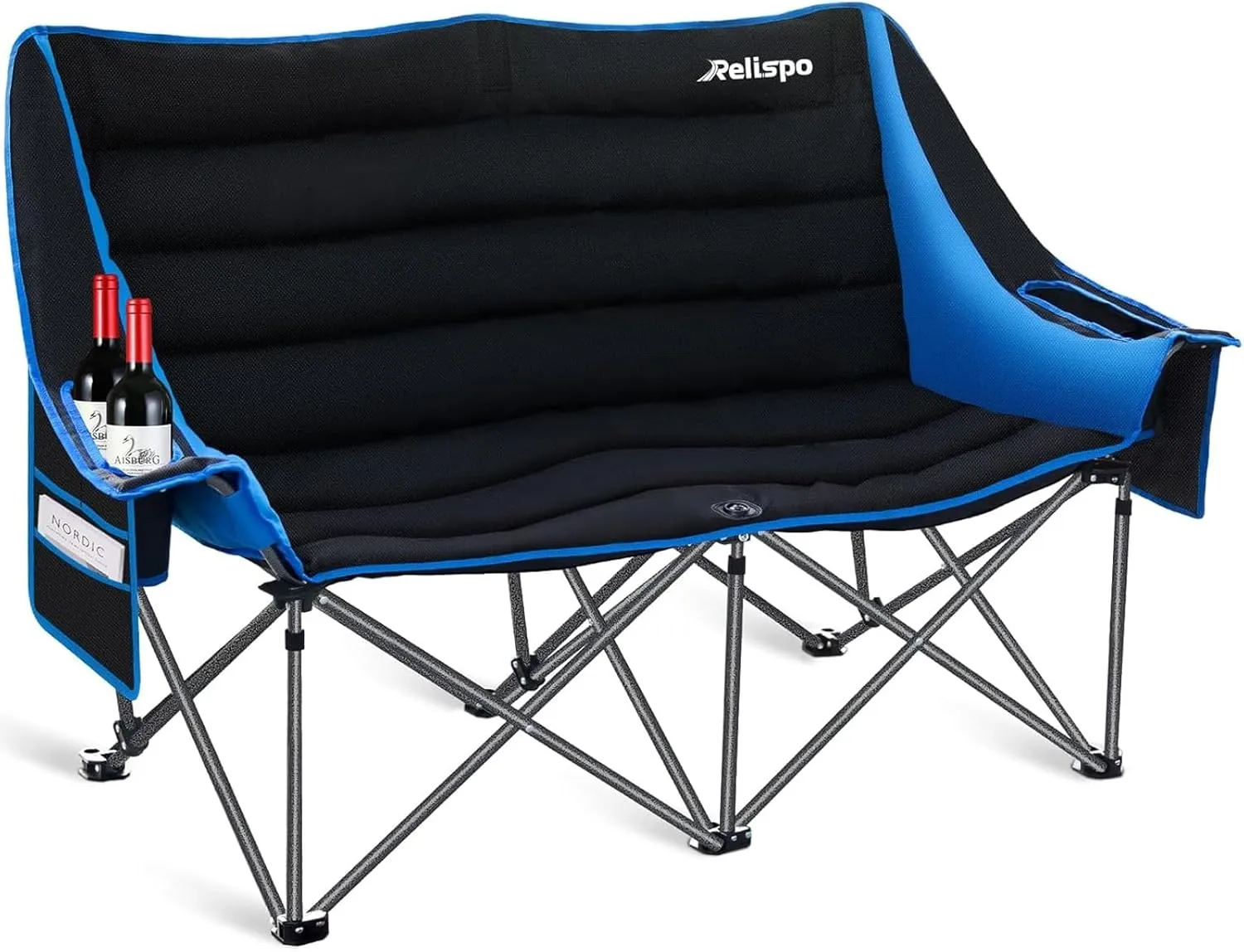 Camping Chairs Oversized Camping Chair Portable Double Camping Chair for Adults Heavy Duty Folding Chair Support 700LBS with Cup Holders & Large Side Organizer Pockets for Camping/Car Trunk/Campfires