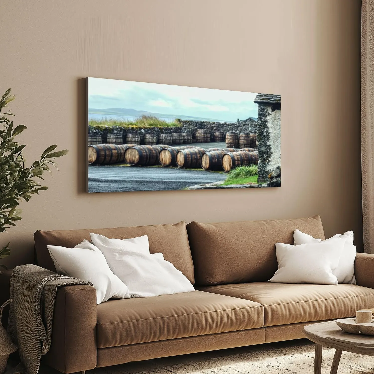 Canvas Wall Art Islay Scotland Sseptember 11 2015 The sun shines Ardbeg Framed Artwork Landscape Wall Paintings Modern Wall Decor Ready to Hang Posters for Living Room Bedroom 20"x40"