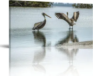 Canvas Wall Art landing Island Indian River Lagoon Florida Framed Artwork Landscape Wall Paintings Modern Wall Decor Ready to Hang Posters for Living Room Bedroom 20"x40"
