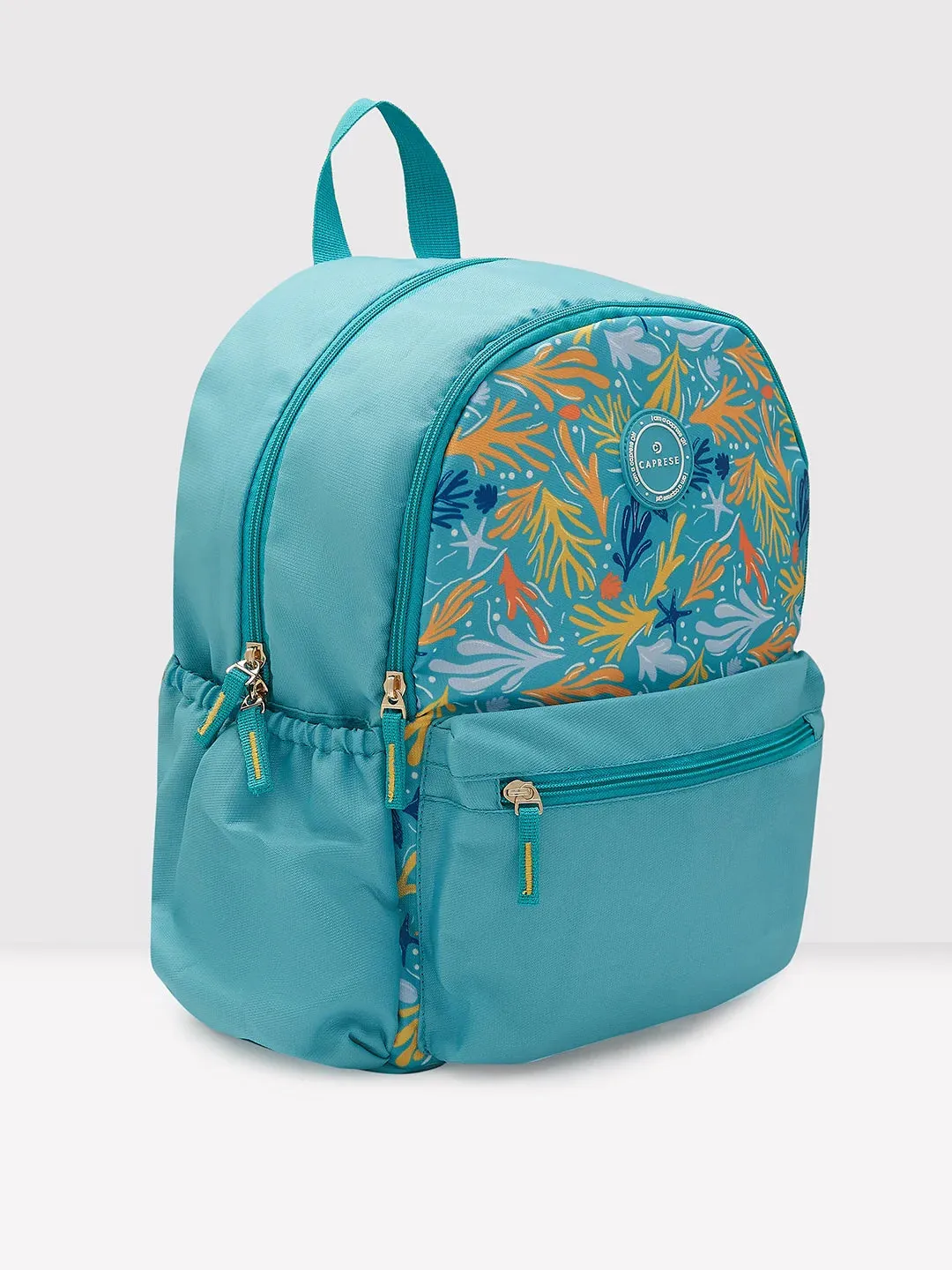 Caprese Xenia Medium Turquoise Printed Backpack