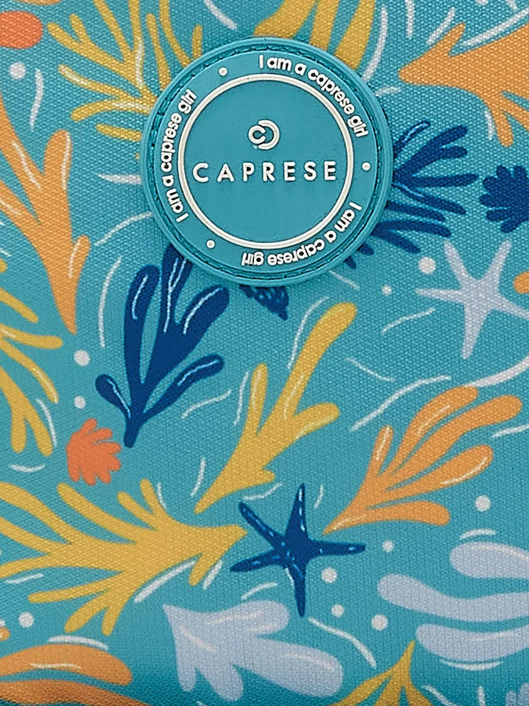 Caprese Xenia Medium Turquoise Printed Backpack