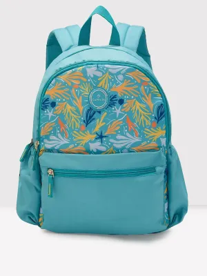Caprese Xenia Medium Turquoise Printed Backpack