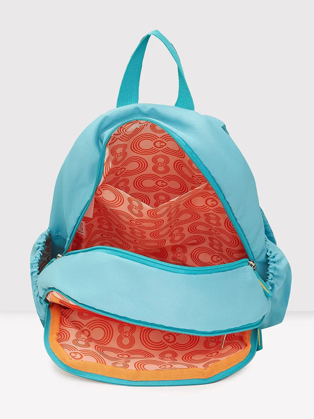 Caprese Xenia Medium Turquoise Printed Backpack