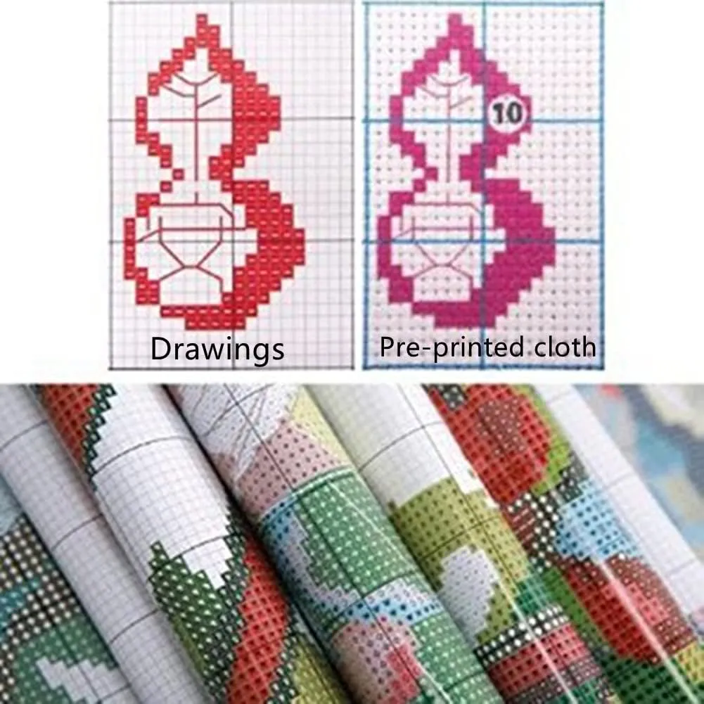 CaptainCrafts New Cross Stitch Kits Embroidery Kit Full Range Villages Landscape Pre-Printed and Counted Fabrics Kits for Adults Beginners Home Decor (Stamped 14CT, House of Lavande)
