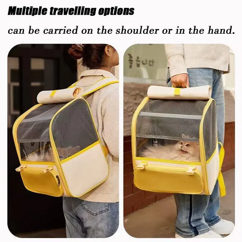 Car Cat Carrier for Honda e 2019-2024, Pet Carrier Travel Bag for Small Medium Cats with Mesh Ventilation, Breathable Foldable for Airplane, Car, Vet Visits,Yellow