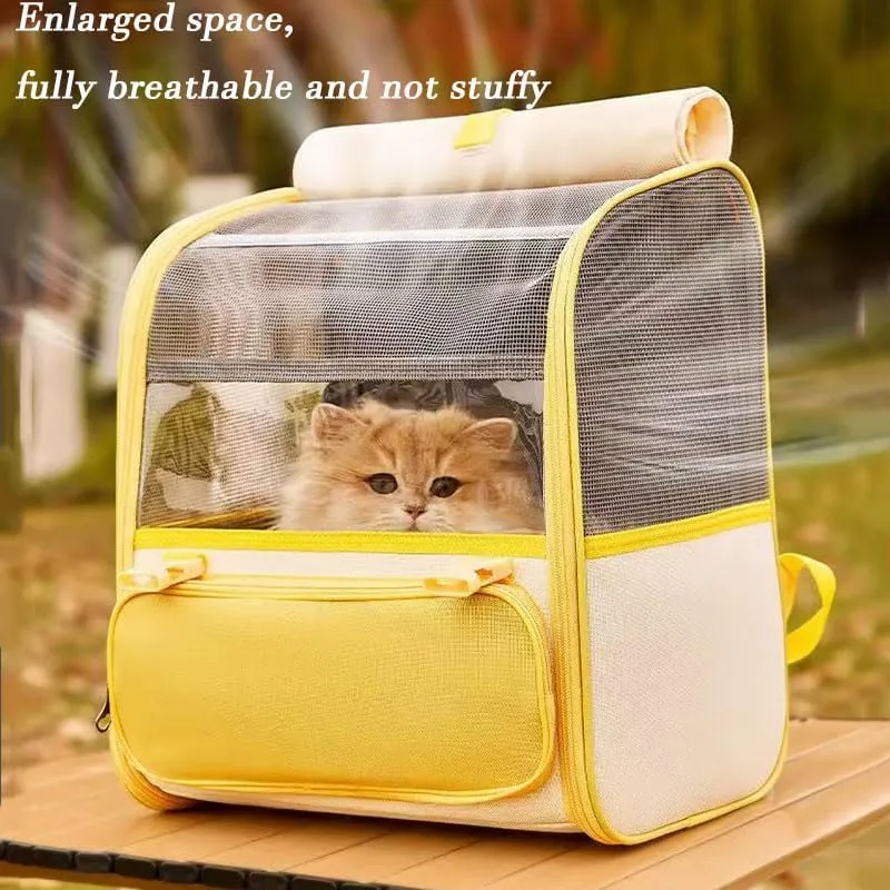 Car Cat Carrier for Honda e 2019-2024, Pet Carrier Travel Bag for Small Medium Cats with Mesh Ventilation, Breathable Foldable for Airplane, Car, Vet Visits,Yellow