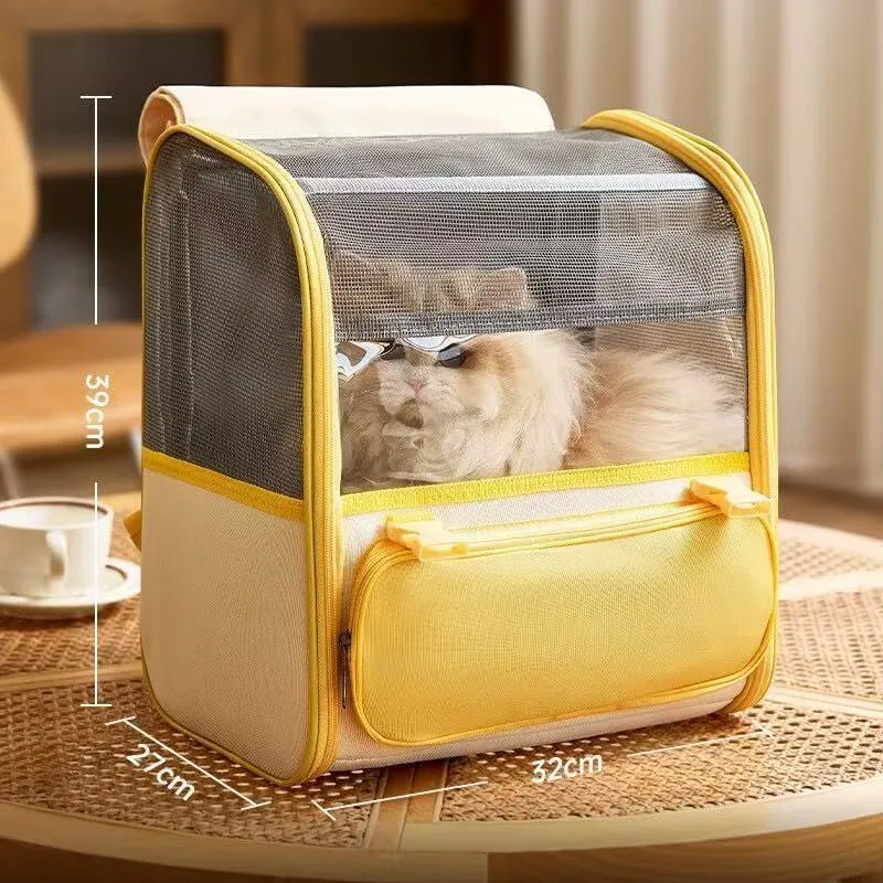 Car Cat Carrier for Honda e 2019-2024, Pet Carrier Travel Bag for Small Medium Cats with Mesh Ventilation, Breathable Foldable for Airplane, Car, Vet Visits,Yellow