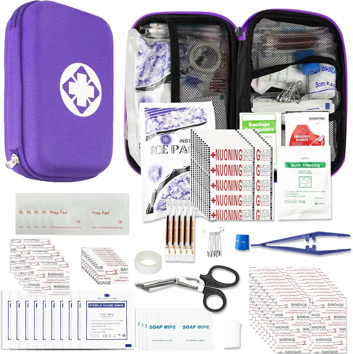 Car-Home Survival First-Aid Kit Emergency-Kit - Purple 273Piece Equipment Travel Supplies First Aid Set Home Essentials Camping Hiking YIDERBO