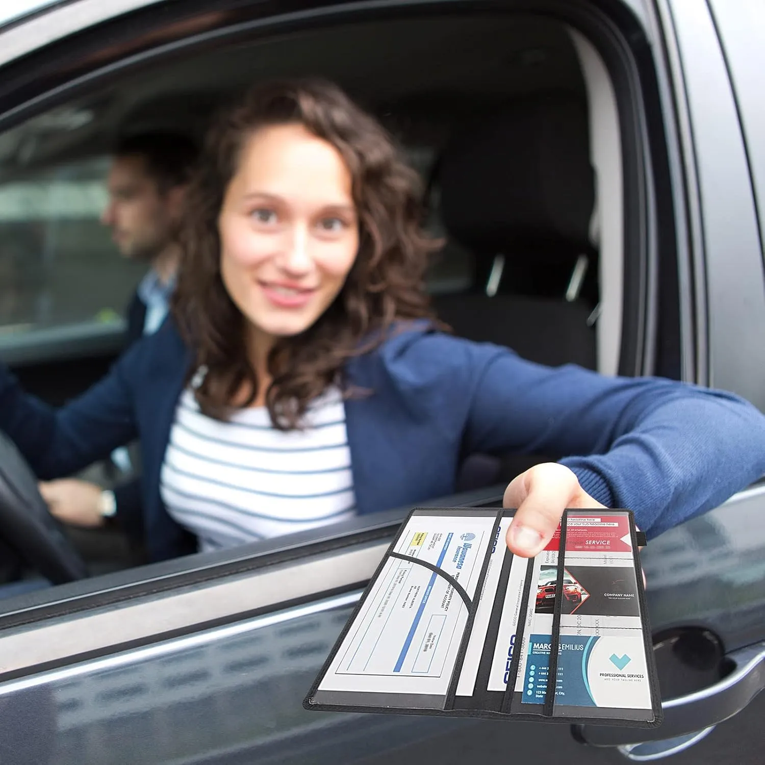 Car Registration and Insurance Holder,Leather Vehicle Glove Box Organizer Wallet for Document,Perfect for any Car,Truck,Motorcycle,Driver License,Trailer or Boat,Men & Women,Butterfly and Sunflower