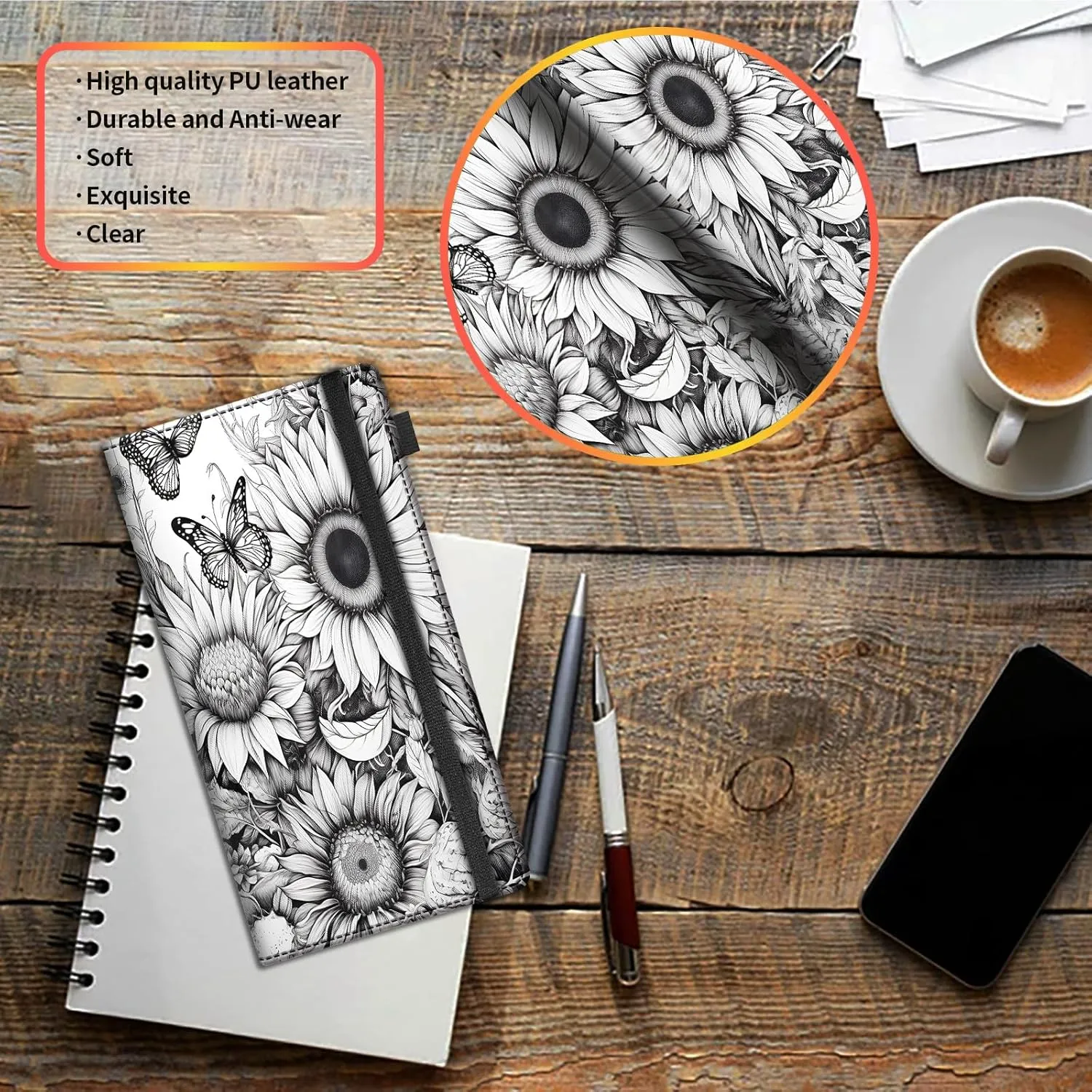 Car Registration and Insurance Holder,Leather Vehicle Glove Box Organizer Wallet for Document,Perfect for any Car,Truck,Motorcycle,Driver License,Trailer or Boat,Men & Women,Butterfly and Sunflower