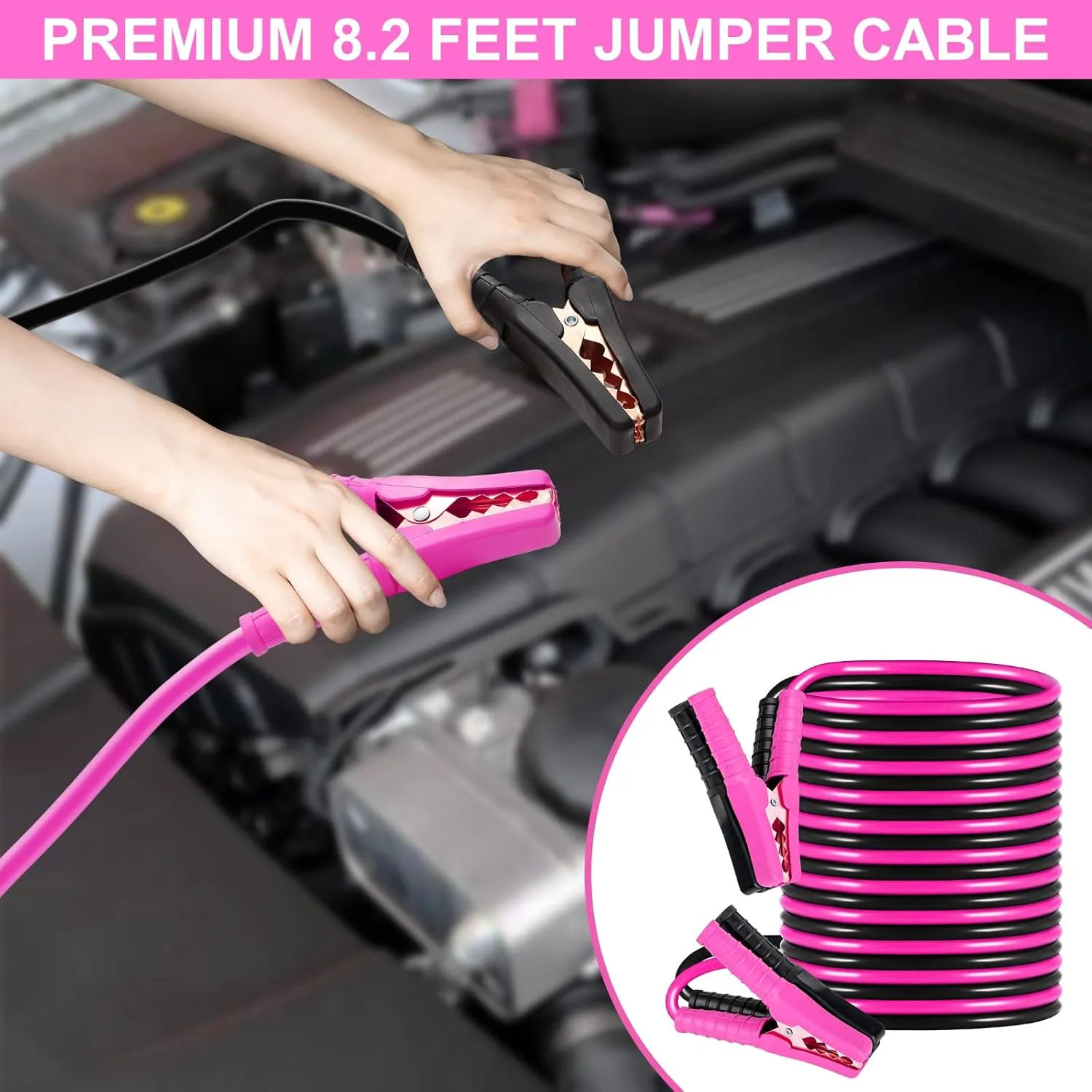 Car Roadside Safety Kit - 129pcs Pink Winter Emergency Road Side Assistance Kits Auto Essential Kit for Men, Women, Teen