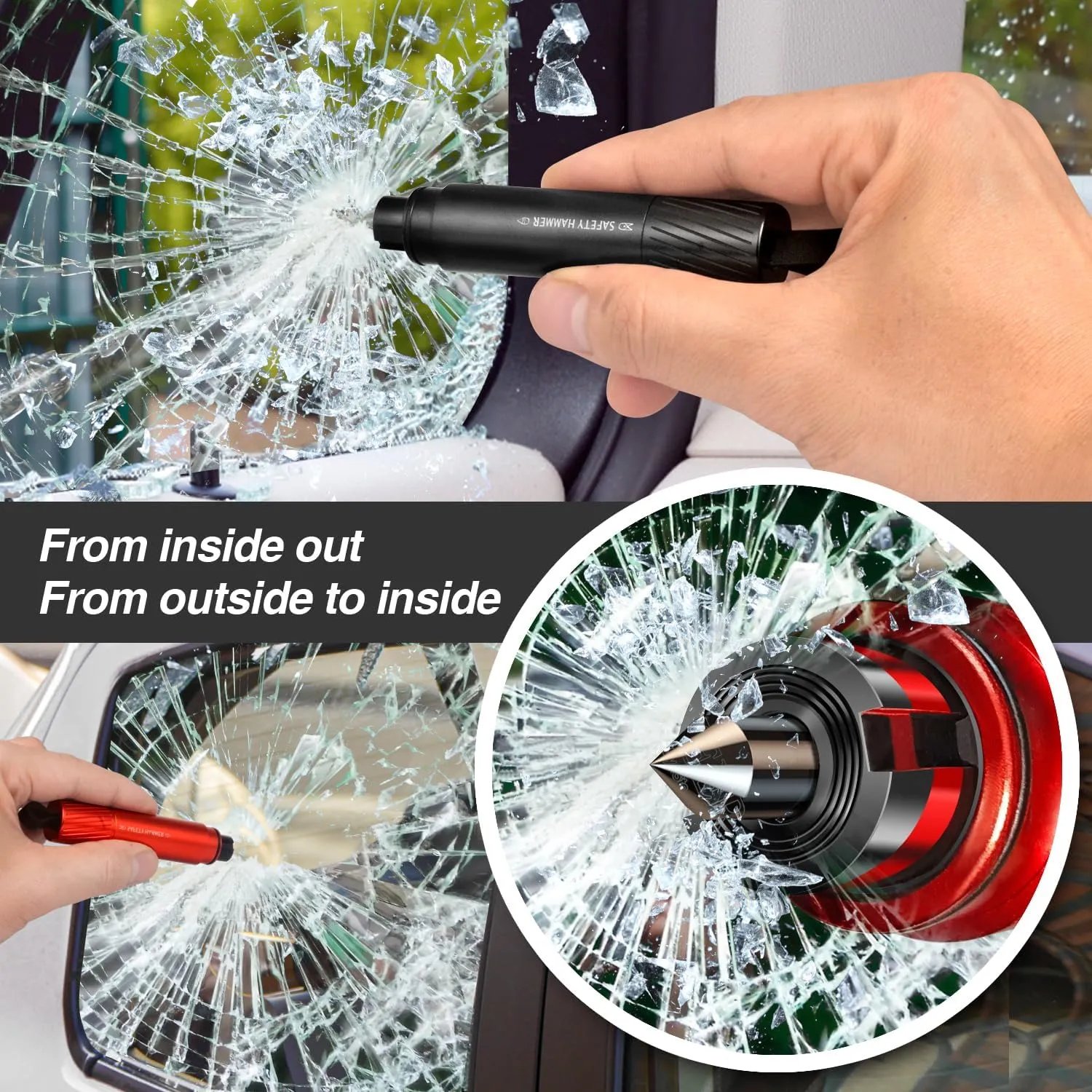 Car Window Breaker Tool and Seatbelt Cutter Safety Hammer Emergency Car Escape Tool Car Accessories Glass Breaker Seat Belt Cutter Safehammer Life Hammer 3pcs