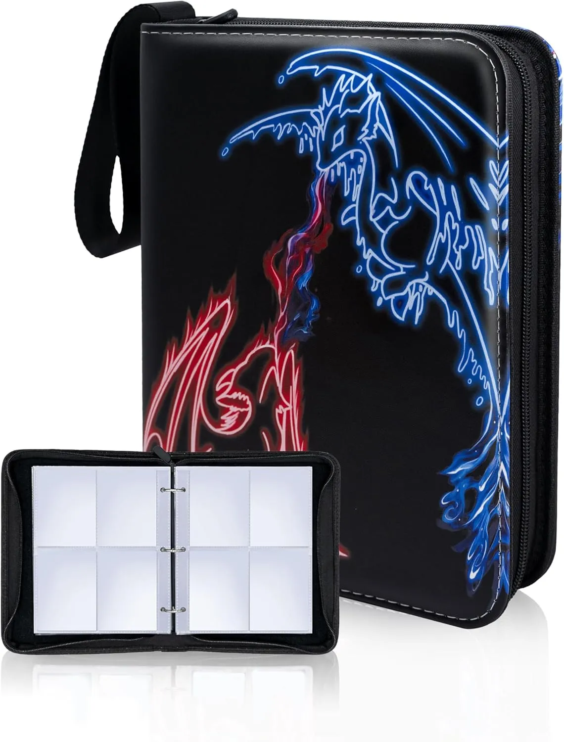 Card Binder, 4Pocket Trading Card Album, 400Pocket Double Sided Display Card Binder, Expandable, 3-Ring Zipper Sports Book is Gifts for Boys and Girls, for YuGiOh, MTG, TCG, Game Card & Sports Card